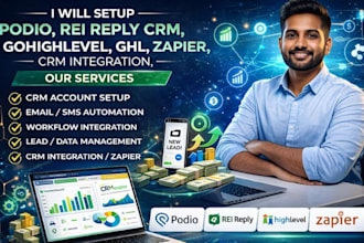 setup podio rei reply crm gohighlevel ghl zapier crm integration lead automation