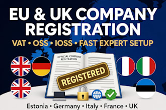 eu and UK company registration in estonia, germany, france, italy, vat oss ioss