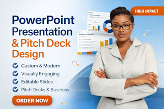 design PPT powerpoint presentation slides or investor pitch deck