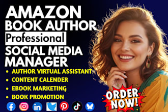 setup author social media brand content calender promotion ebook marketing VA