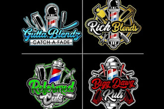 create elegant vintage typography barber and barbershop logo