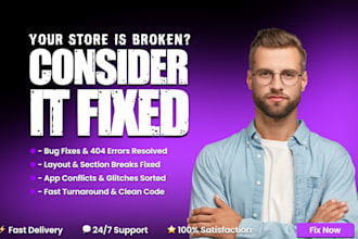 fix, edit, update, customize, and fix 404 error shopify website