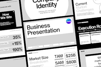 design a professional business pitch deck presentation