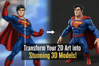 create  convert 2d to 3d toys 3d figurine 3d figure from images to 3d printing