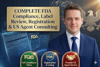 do fda compliance, label review, registration and US agent consulting