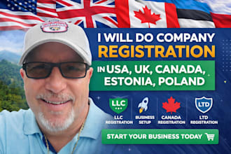 do company registration in USA, UK, canada, estonia, poland