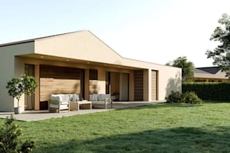 modern standalone residential building,floor layout, landscape gardens,d5 render