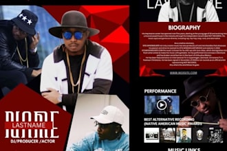 design dj press kit, speaker sheet, event flyer,  musician epk, epk website logo