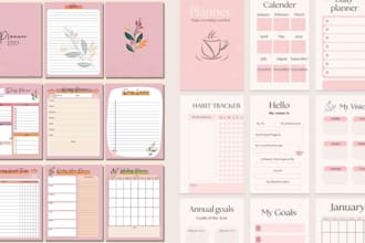 do journal design, planners, fillable pdf, lead magnet, workbooks, ebook design