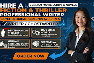 write german psychological crime thriller story or movie screenplay