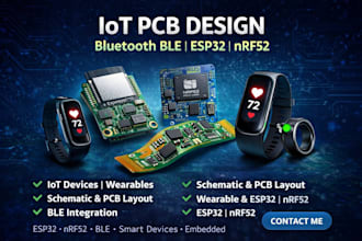 design iot pcb with bluetooth ble, esp32, nrf52 for wearable and smart devices