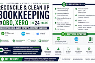 reconcile and clean up bookkeeping in qbo, xero in 24 hours