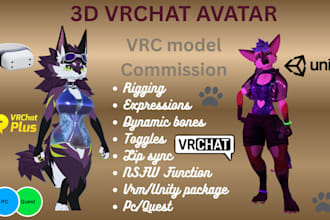 create vrchat furry avatar full body tracking oc furry nsfw avatar fursona vrc