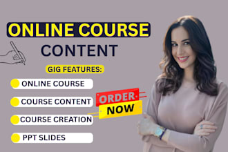 create online course content course creation course curriculum ppt slides
