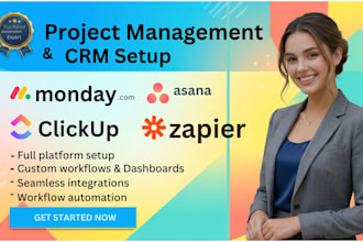setup monday CRM, clickup, asana, trello workflow and project managementsetup mo