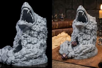 sculpt custom 3d dice tower stl, fantasy dice holder and roller for 3d printing
