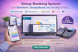 setup booking system with setmore simplybookme acuity vagaro bookingkoala booksy