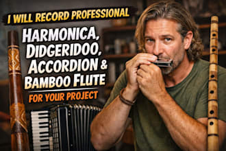 record live harmonica, didgeridoo, accordion bamboo flute for your project
