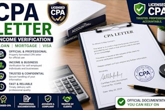 provide CPA letter for income verification loan mortgage or visa
