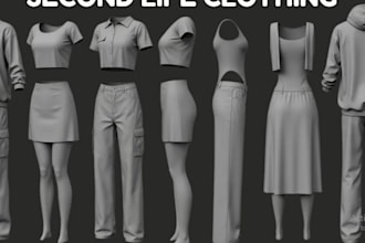 do realistic 3d second life model 3d clothing clo 3d 3d garment 3d rigging mesh