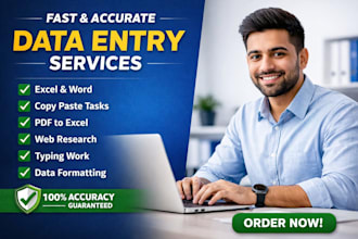 do fast accurate deta entry,copy paste,typing and excel work