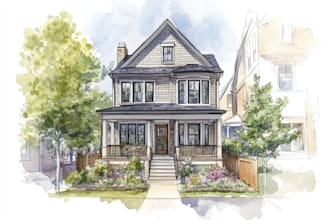 draw a watercolor house painting