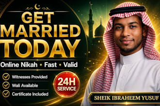 conduct online nikah shahada and provide islamic marriage certificate worldwide