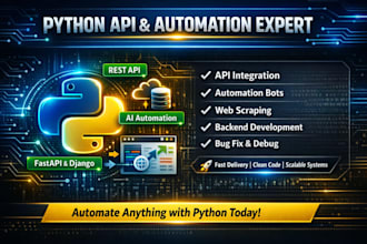do python api integration, automation, python debug, web scraping and scripting