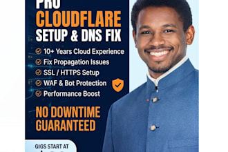 fix dns issues, setup cloudflare security, and optimize website performance