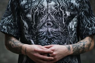 draw a custom dark surrealism for apparel