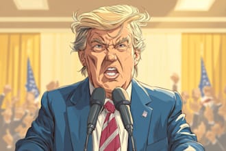 illustrate a unique political cartoon portrait with satire