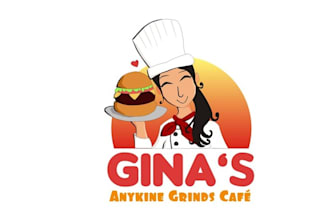 create a fun eye catching logo for grinds cafe pizza