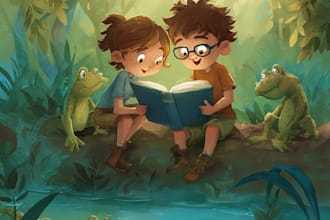 draw whimsical children book illustration with hand draw