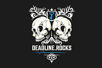 create a hipster magnificent logo for deadline rocks skull