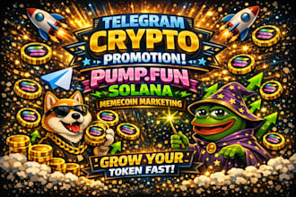 do crypto telegram promotion, pumpfun solana memecoin promotion to get sales