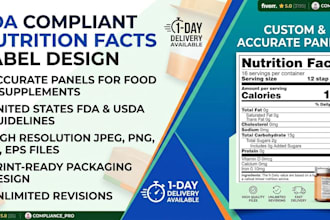 design fda compliant nutrition facts and premium product labels