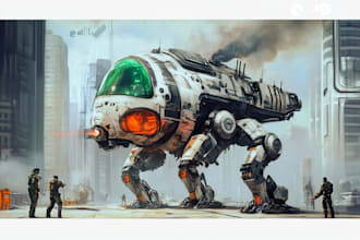design futuristic mecha robots and pilots cyberpunk concept art