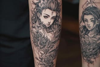 design custom anime tattoo or manga tattoo design