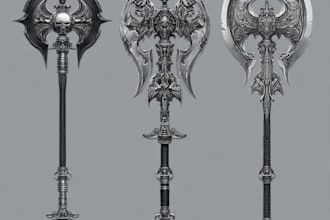 high quality weapon concept art for gaming and more