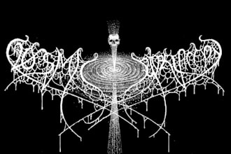design a brutal and cosmic putrefaction metal logo