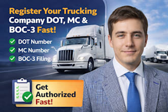 register trucking company usdot, mc number, and boc3 fast