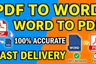 do PDF to word and word to PDF conversion professionally