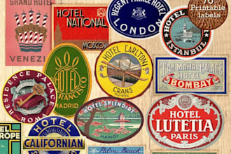 do vintage hotel label art and travel logo