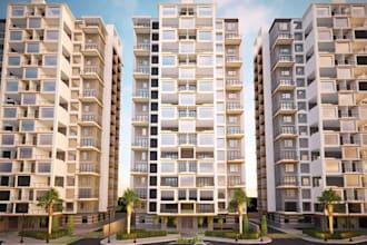 2d building elevation,3d housing complex,3d hostel render,apartment units layout
