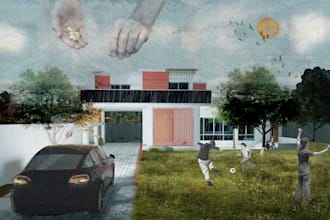 do 3d architecture and interior design by digital collage