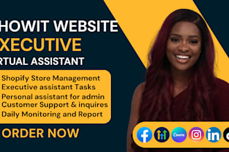 showit website executive virtual assistant personal assistant for admin shopify