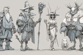 create fantasy concept art, creatures and characters design