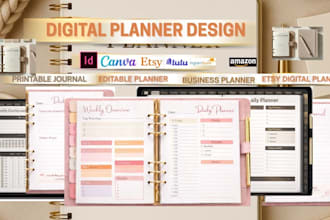 design edit redesign digital journal planner,hyperlink planner,christian journal