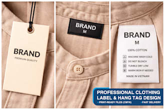 create print ready apparel hang tag and clothing label with die lines