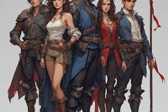 design a dnd party art and group art